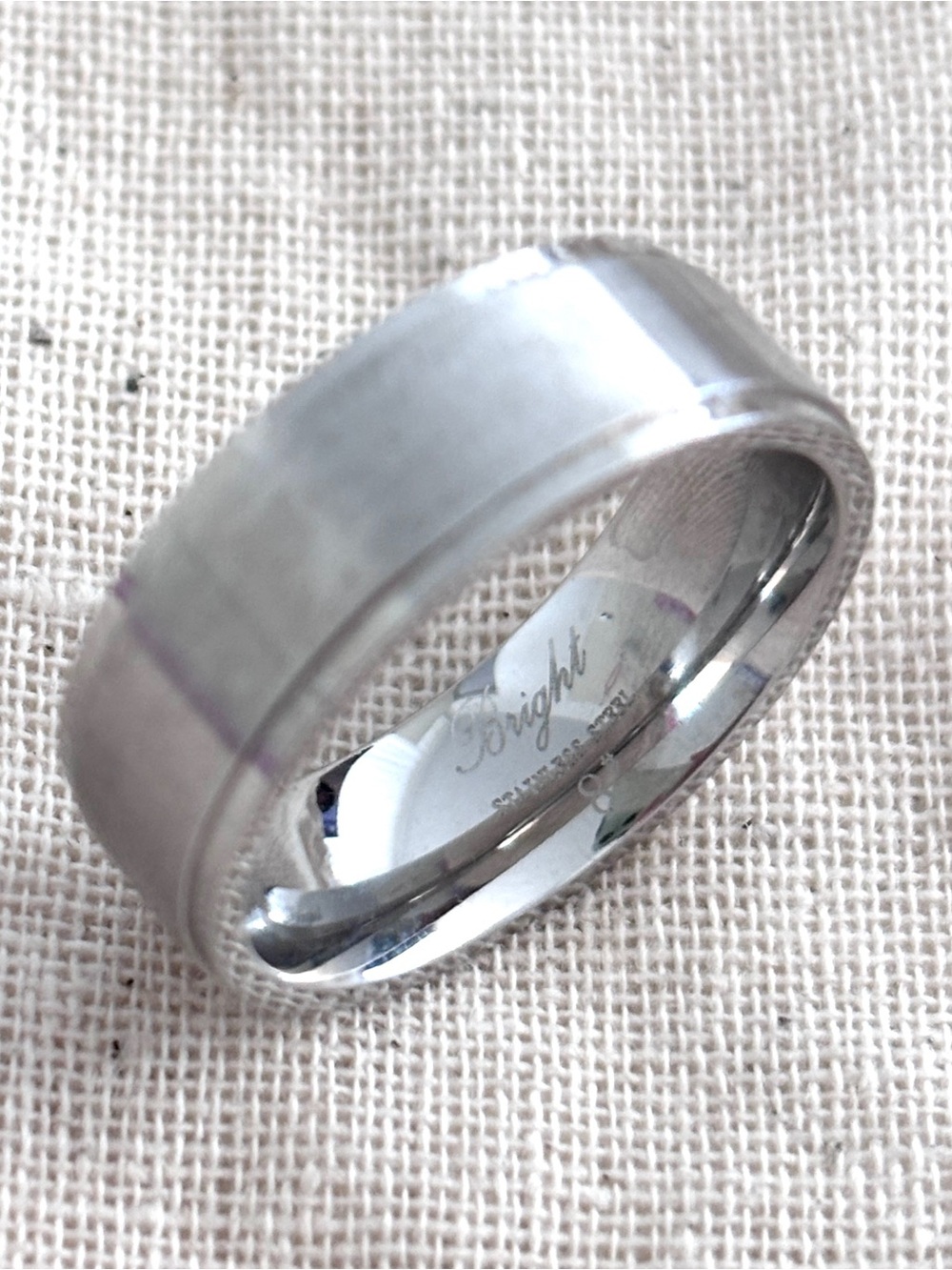 Bright Silver Color Stainless Steel Band Ring Classic Minimalist Style
